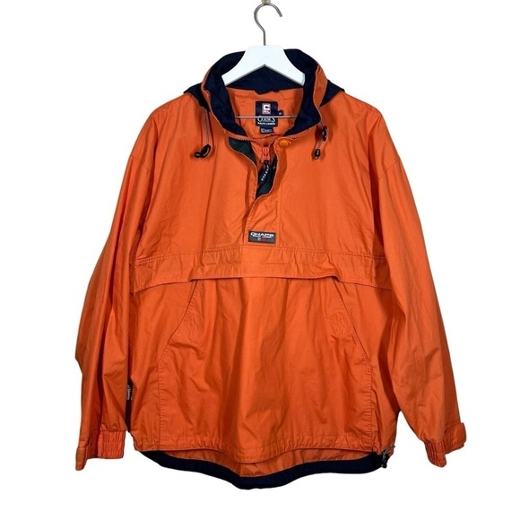 Chaps Ralph Lauren Mens Orange Long Sleeve Collared Windbreaker Jacket Medium - Picture 1 of 9